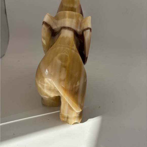 Artisan Marble Elephant Sculpture - Tan and Cream - Picture 5 of 8